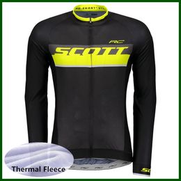 Pro Team SCOTT Cycling Jersey Mens Winter Thermal Fleece Long Sleeve Mountain Bike Shirt Road Bicycle Tops Warmer Racing Clothing Outdoor Sportswear Y21050656