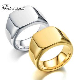 Fairladyhood Smooth Men's Black Rock Punk Rings Cool Fashion Individuality Signet Ring for Women Man Party Jewelry