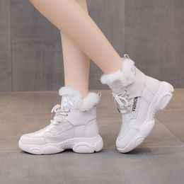 Boots Winter Style Thickened Warm High-top Black And White Trendy Cotton Shoes Waterproof Fashion