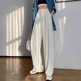 Summer Loose Casual Trousers For Women High Waist Maxi Wide Leg Pants Female Elegant Fashion Clothes 210915