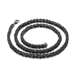 Mens Vintage Black Stainless Steel King Byzantine Chain Necklace 5mm 28'' 64g weight