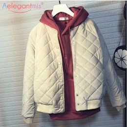Aelegantmis Thicken Warm Short Women's Winter Jackets Suede Woman Parkas Outwear Basic Pocket Cotton Coats Ladies Padded Jacket 210607