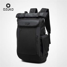 OZUKO Men Backpack Fashion Schoolbag for teenager Male 15.6 inch Laptop Backpacks Water Repellent Oxford Travel Bag USB Mochila 210929