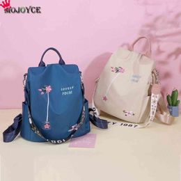 Outdoor Shopping Accessaries Supplies Women Backpack Flower Embroidery Shoulder School Bags Anti-theft Travel Bagpack Y1105