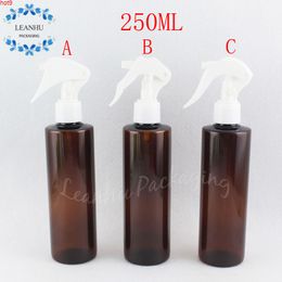 250ML Brown Plastic Bottle With Trigger Spray Pump , 250CC Makeup Water / Toner Packaging Empty Cosmetic Containergood qty