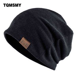 Knitted wool hats For men winter beanies double layer Turban hat Casual Unisex Hip Hop caps men Autumn Skiing cap Bonnet Y21111