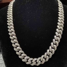 Meisidian 18 Inch 12mm Silver VVS Moissanite Diamond Cuban Link Chain Men Necklace For Part Jewellery X0509