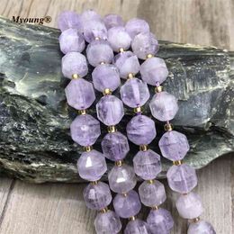 Genuine Light Purple Amethysts Faceted Round Loose Stone Beads,Angelite Birthstone DIY Jewellery Making Accessories Space Beads
