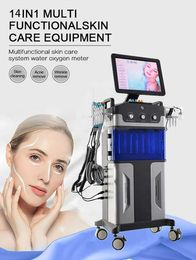 Powerful 14 IN 1 Hydra facial Dermabrasion Aqua Peeling Machine Hydro Skin Deep Cleansing Hyperbaric Therapy Microcurrent Ultrasound Anti Ageing beauty machine