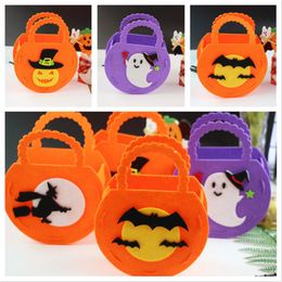 DIY Portable Halloween Candy Bags Present Wrap Pumpkin Bat Ghost Witch Felt Treat Bag Gift Pouches ECO Friendly Goodie Handbags Party Decorations TR0088