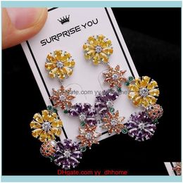 Dangle & Chandelier Jewelryeuropean Retro Cluster Diamond Flower 925 Sterling Sier Needle Garden Sen Super Fairy Basket Wild Earrings Drop D