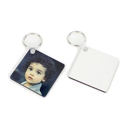 Sublimation Blank Wooden Keychain Double Sided Heat Transfer Square Keychain Pendant DIY Gift Keyring