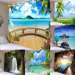 Tapestries Wall Tapestry Forest Tree Beach Nature Tapesty Hanging Boho Home Decor Rugs Sheet Blanket Trippy Custom