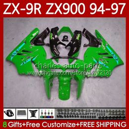 OEM Bodywork For KAWASAKI NINJA ZX-9R ZX 9R 9 R 900 CC ZX-900 1994-1997 Bodys 100No.141 ZX9 R ZX900 ZX900C Light Green 1994 1995 1996 1997 900CC ZX9R 94 95 96 97 Fairing Kit