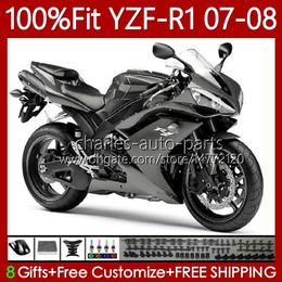 OEM Fairings Kit For YAMAHA 100%Fit YZF-R1 YZF1000 YZF R1 2007-2008 Body 91No.156 YZF-1000 YZF R 1 1000 CC YZFR1 07 08 1000CC 2007 Gloss grey 2008 Injection mold Bodywork