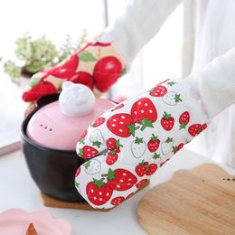 Oven Anti-Scalding Thicken Mitts Baking Insulation Printing Gloves Hanging Portable Non-Slip Glove Home Kitchen Supplies RRE10709