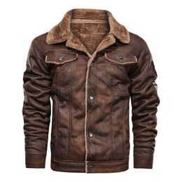 Mens Vintage Leather Jackets Motorcycle Stand Collar Fumbled Pockets Male Biker PU Coats Fashion Outerwear 210927