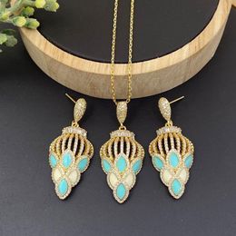 Earrings & Necklace Vanifin Fashion Jewellery Set Elegant Lotus Drip Oil Zircon Micro Inlay With For Women Anniversary Gifs