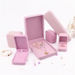 -Caixa de embalagem de presente de jóias cor-de-rosa caixa de veludo anel de alagamento brinco pingente pingente colar pulseira bracelete broche jóias embalagem caixas 350 b3