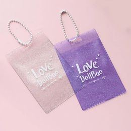 2 Color Transparent Waterproof PVC Women Girls Vertical Card Case Business Card Holder Men Card Bag With Keychain