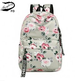 FengDong chinese style floral school backpack flowers backpacks for teenage girls school bags laptop computer bag schoolbag gift X0529