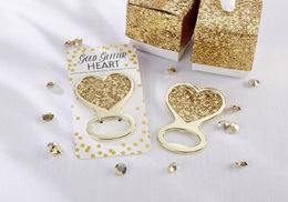 Heart Shape Bottle Opener Wedding Favours with Exquisite Packaging Beer Accessories Metal Stainless Steel keychain Gold Home Kitchen Bar Tool