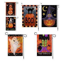 Banner Flags 47*32cm Halloween Garden Flag linen yard flag Halloween decoration 7 style Party Supplies T2I52379