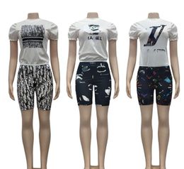 European and American Women's Sportswear Fashion Printing Leisure Two-piece Set Three-color Options