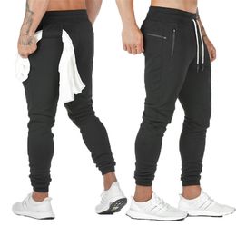 2021 NEW Men's Sporting pants Mens 2 in 1 Sports pants Male double-deck Quick Drying Sports men trousers Jogging Gym pant men X0615