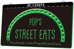 LC0272 Pops Street Eats Light Sign 3D Engraving