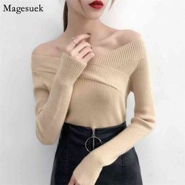 Fashion Off spalla sexy maglione a maglia a maglia da donna a manica lunga s Pullover 5285 50 210512