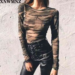 Bigsweety Women Crop Tops Summer Autumn Camouflage Print Tees T-shirt Fashion Basic Long Sleeve O-Neck Sexy Short T Shirts 210520