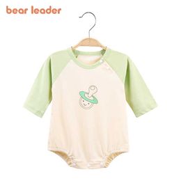 Bear Leader born Baby Casual Bodysuits Fashion Spring Autumn Infant Girls Boy Patchwork Rompers Toddler Bebes Cartoon Clothes 210708