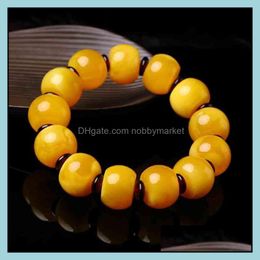 Beaded, Strands Bracelets Jewelry Factory Outlet Amber Chicken Butter Yellow Beeswax Bucket Beads Bracelet Drop Delivery 2021 We9Pu