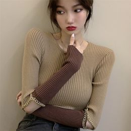 High Quality Comfortable Soft Women Sweater Elastic Solid Fall Winter Fashion Sexy Knitted Pullover Pull 210514