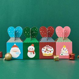 1PC Creative Christmas Eve Apple Boxes Packaging Gift Wrap Santa Claus Xmas Tree Pattern Chocolate Candy Dessert Holder