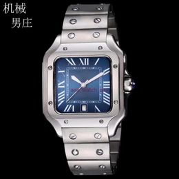 2022 Quality Silver-Gold Men Watch Classic Square Design Stainless Steel Mens Watches Automatic Movement Glide Sweep Move Wristwatches Clock