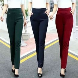 Women Pants Spring Fall plus size Straight Slim Casual Female Stretch Trousers black fashion Jeans office 210915