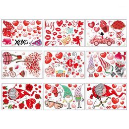 Gift Wrap 9Pcs Valentine's Day Sticker Glass Stickers Shopwindow Fridge