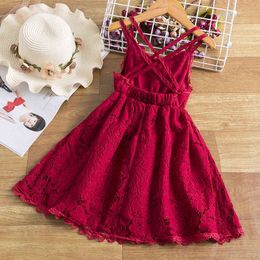 Toddler Kids Baby Girls Summer Dress Solid Lace Ball Gown Princess Dress Party Dress Clothes A-line Casual Dresses Vestidos Q0716