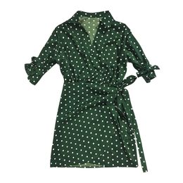 Black Green Turn Down Collar Puff Sleeve Half Elegant Mini Dress Pencil Summer D0798 210514