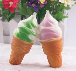 new Cute Soft Jumbo Ice Cream Cone Squishy Slow Rising Cell Phone Straps Bread Antistress Scented Key Pendant Charms Kids Toys EWF5907