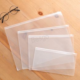 Document Business Card Packing Bags Transparent Matte Bill File Holder Student Test Paper Storage Plastic Zipper Sealed Bag BH5522 WLY