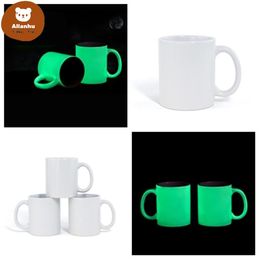 Sublimation Blank Luminous Mug Personalised heat transfer Ceramic Mug Glow In The Dark 11oz White Water Cup Wdw