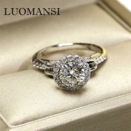 Luomansi Real Moissan Diamond Ring D Colour 1 Carat 925 Sterling Silver Full inlaid Gemstone Rng Fine Wedding Gift 211217
