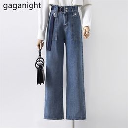 High Waist Slim Loose Jeans Women Plus Size Spring Casual Wide Leg Pants Washed Mom Denim Fashion Trousers 210601