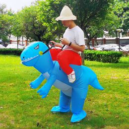 Mascot CostumesHot Blue Dinosaur Inflatable Costumes Halloween Costume Carry On Me Role Play Disfraz for Adult Man WomanMascot doll costume