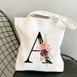 Summer Shopping Bags Flower Letter Feminina Shoulder Canvas Large Capacity Wild Messenger Cute Fun
