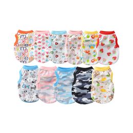 Pet Clothes Spring And Summer Cute Floral Cotton Dog Apparel Cat Puppy Teddy Vest Jacket Clothing Dogs Supplies w-00762