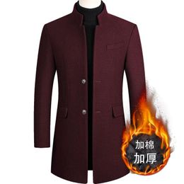 Men's Trench Coats Brand Winter Coat Men Thick Warm Fashion Slim Fit Long Stand Collar Two Buttons Windbreaker Jacket M-4XL